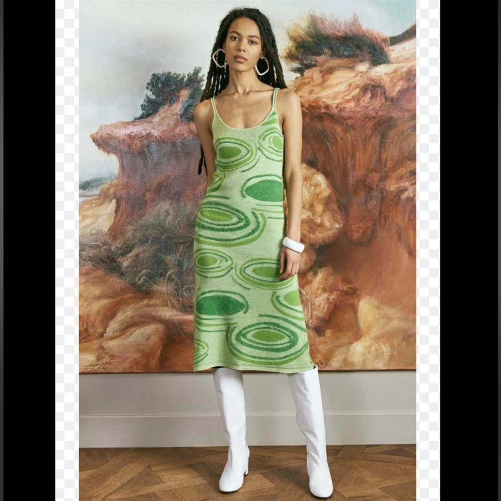 House of Sunny Hockney dress palm Green